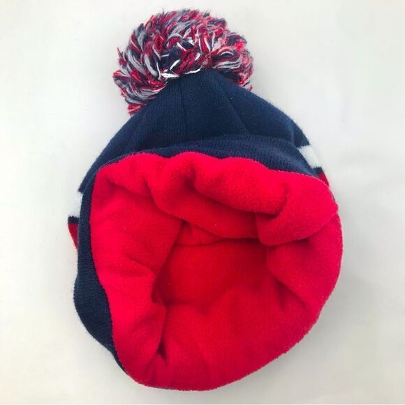 Chubbies Navy Blue Red Pompom Fleece Lined Knit Beanie Hat - Picture 5 of 6